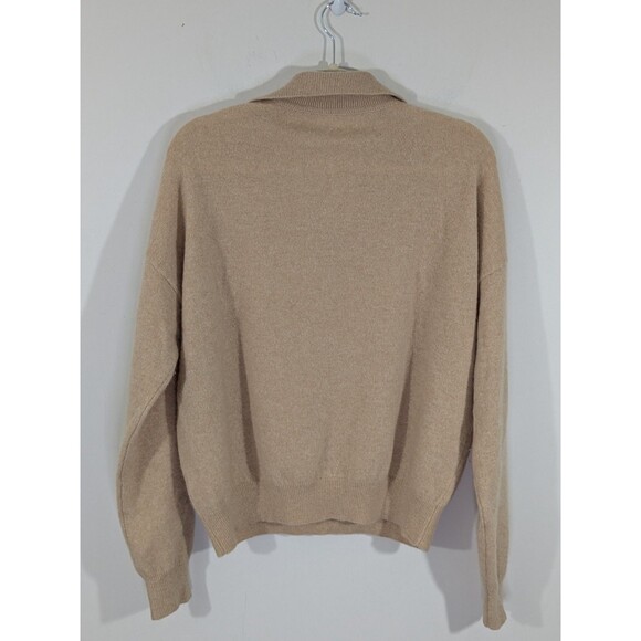 Saks Fifth Ave Charcoal Beige Cashmere Johnny Collar Long Sleeve Sweater Sz XL - Picture 8 of 8